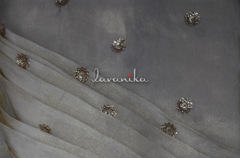Sequin and Zari embroidery on Dyeable Tissue Fabric Dno334139RFD